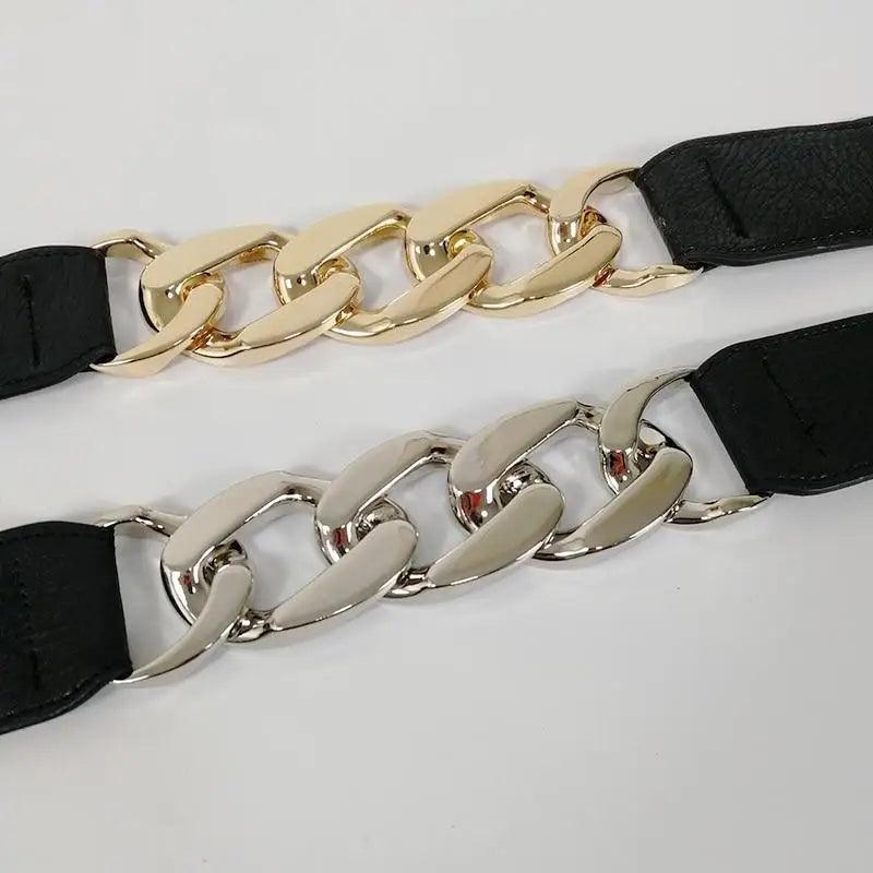Women Elegant Elastic Stretch Wide Formal Belt Big Chain Waistbands For Women Luxury Party Belts