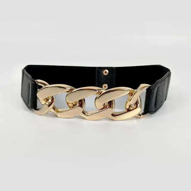 Women Elegant Elastic Stretch Wide Formal Belt Big Chain Waistbands For Women Luxury Party Belts