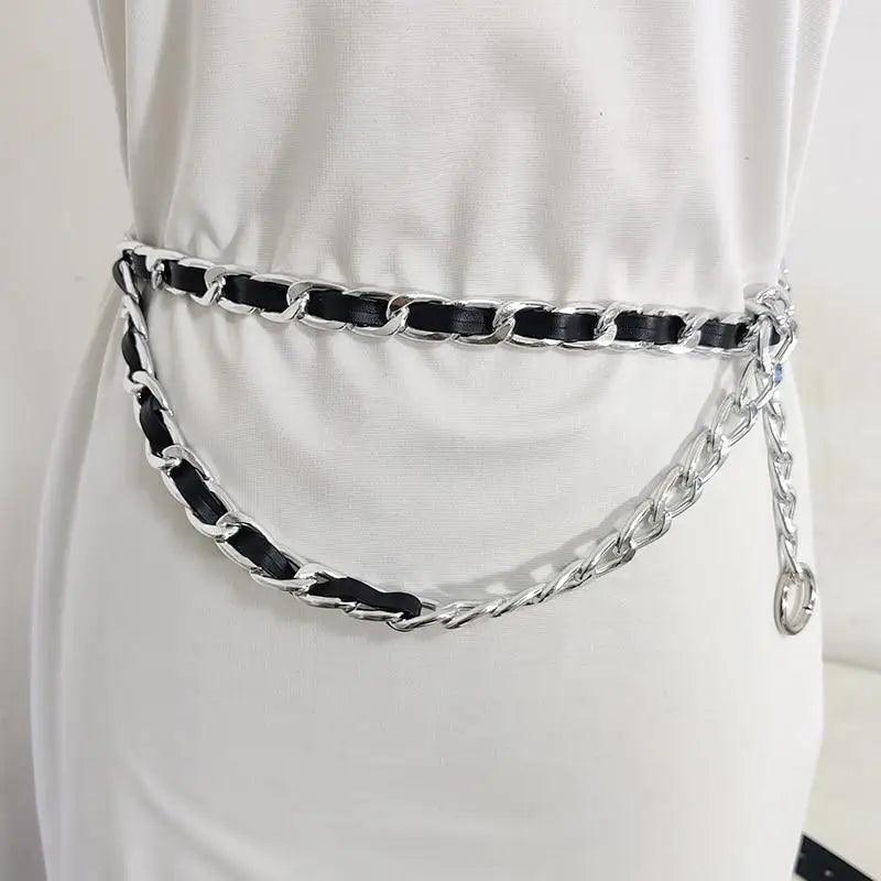 Women Elegant Elastic Stretch Wide Formal Belt Big Chain Waistbands For Women Luxury Party Belts